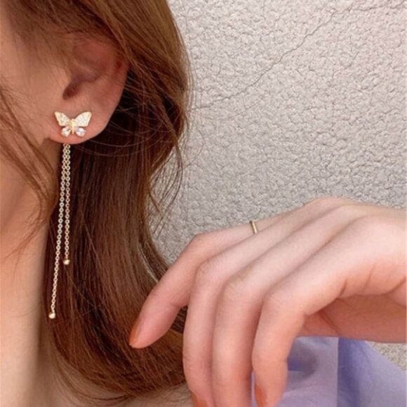 Butterfly Threader Earrings - Picture 2 of 7